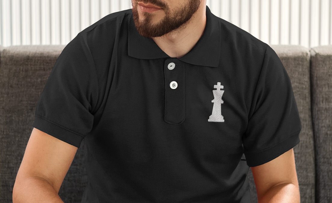 Koszulka polo na dzień szachisty z wyhaftowanym szachem