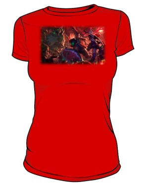 Koszulka czerwona damska Zombie slayer