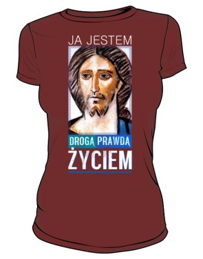 Koszulka JEZUS ŻYCIE brązowa damska