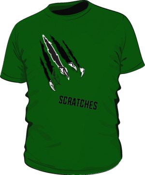 scratches green with text