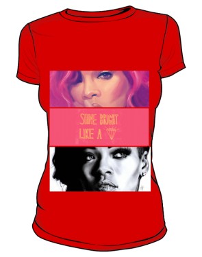 Rihanna T Shirt Like a Diamond Czerwona