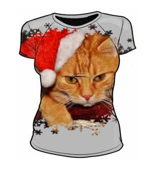 Damska koszulka GRUMPY SANTA CAT
