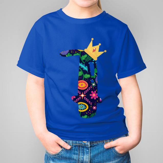 7 Urodziny folk koszulka dziecięca kolor niebieski