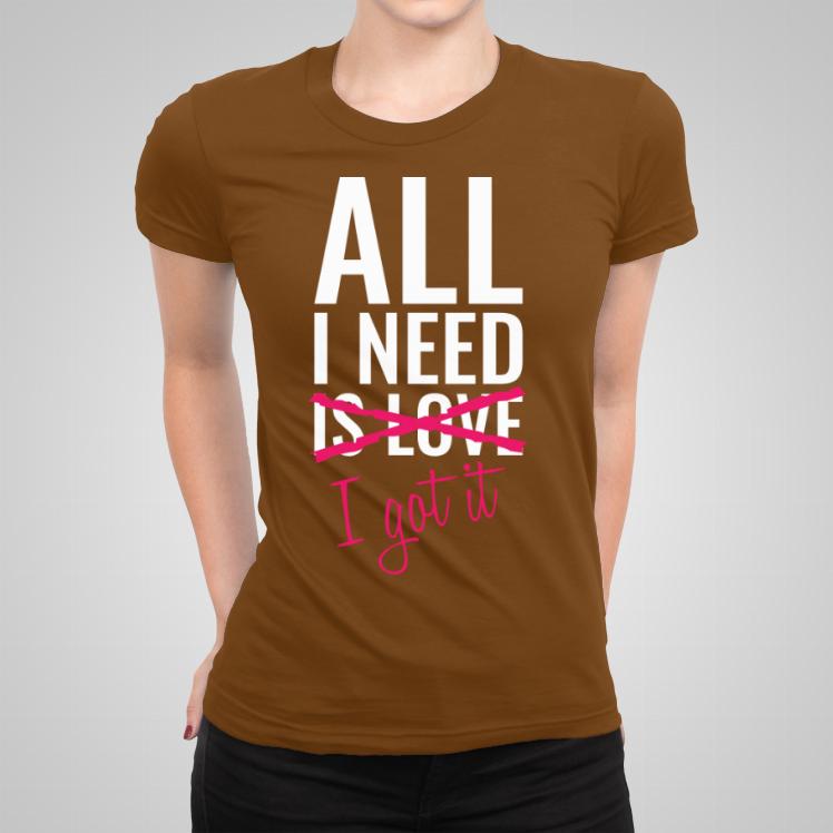 All i Need I got it koszulka damska kolor brązowy