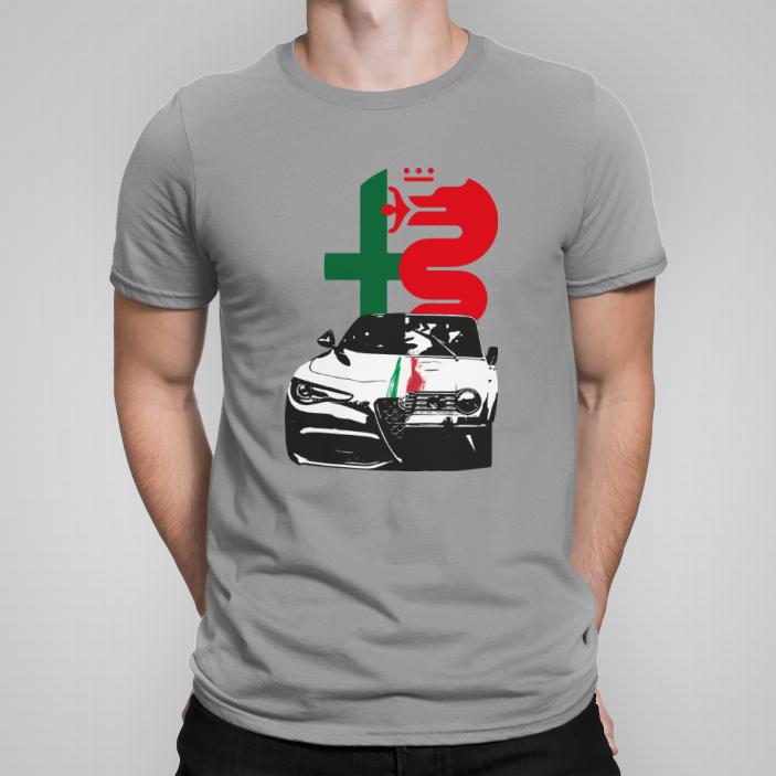 Dla kierowcy Alfy Romeo koszulka męska kolor szary melanż