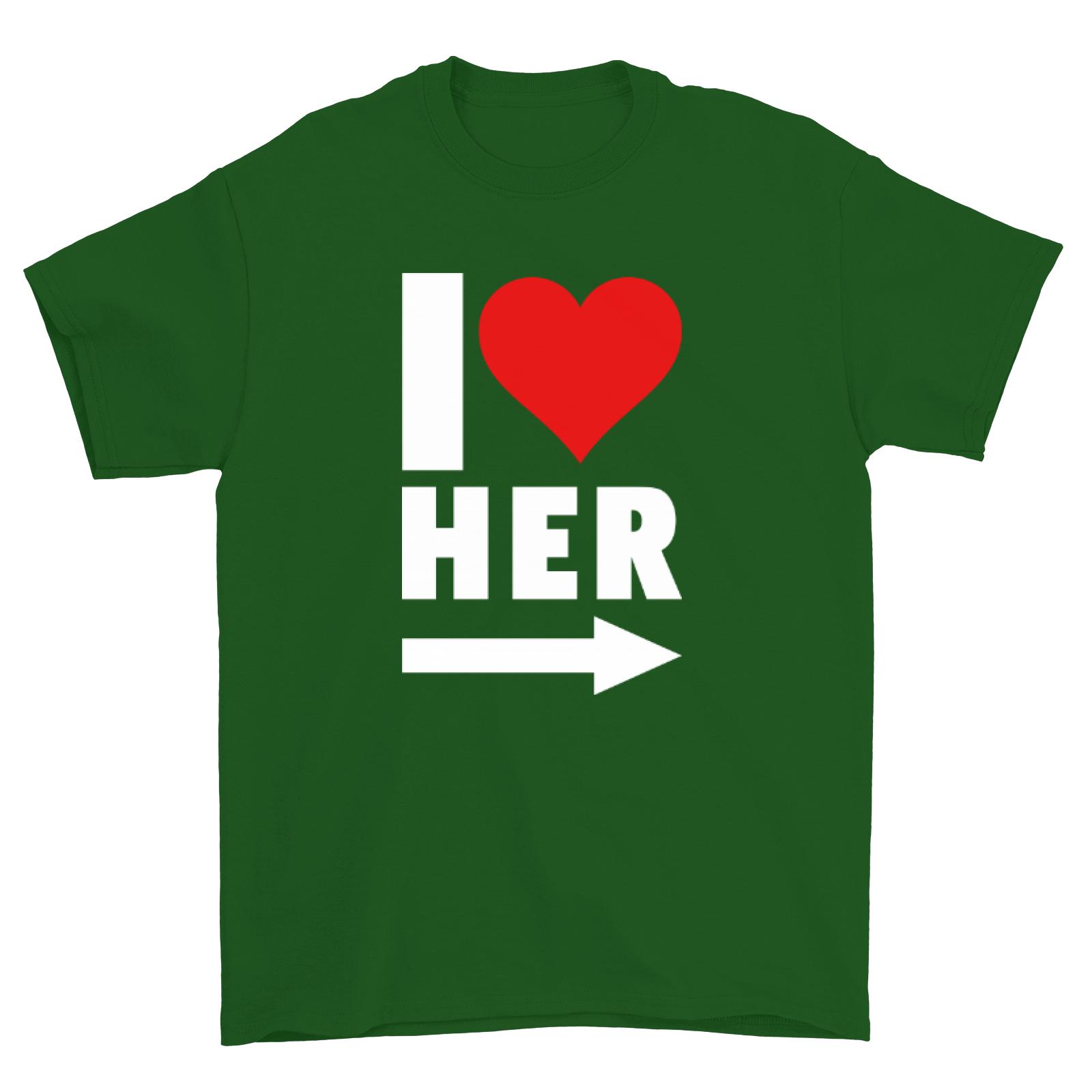 Dla zakochanych - I love her 2 koszulka męska kolor ciemna zieleń