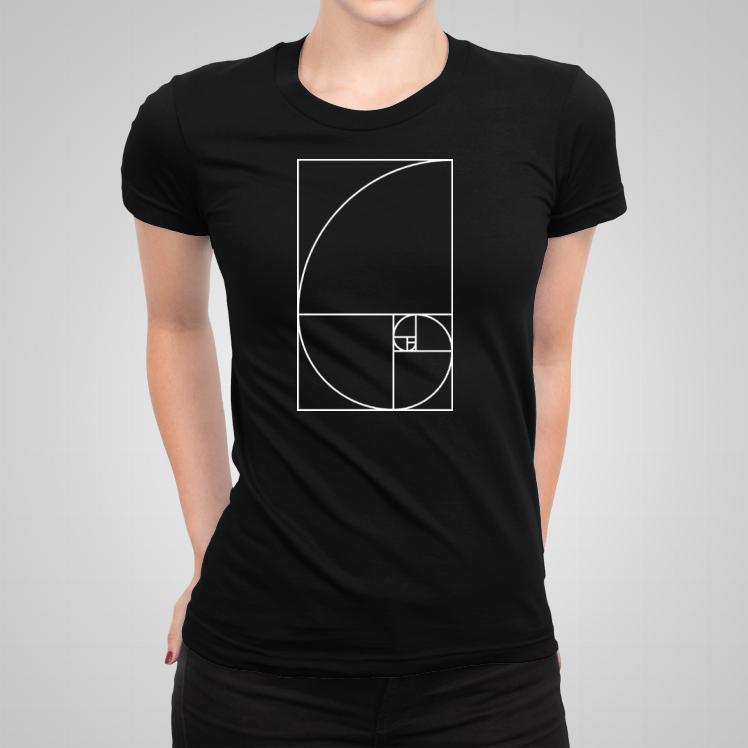 Fibonacci Spiral ciemne koszulka damska