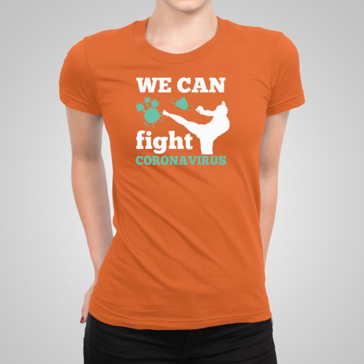 Fight coronavirus koszulka damska kolor pomarańczowy