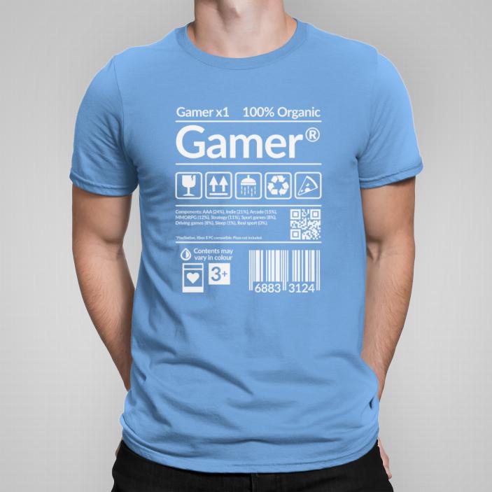 Gamer 100% 2 koszulka męska kolor błękitny