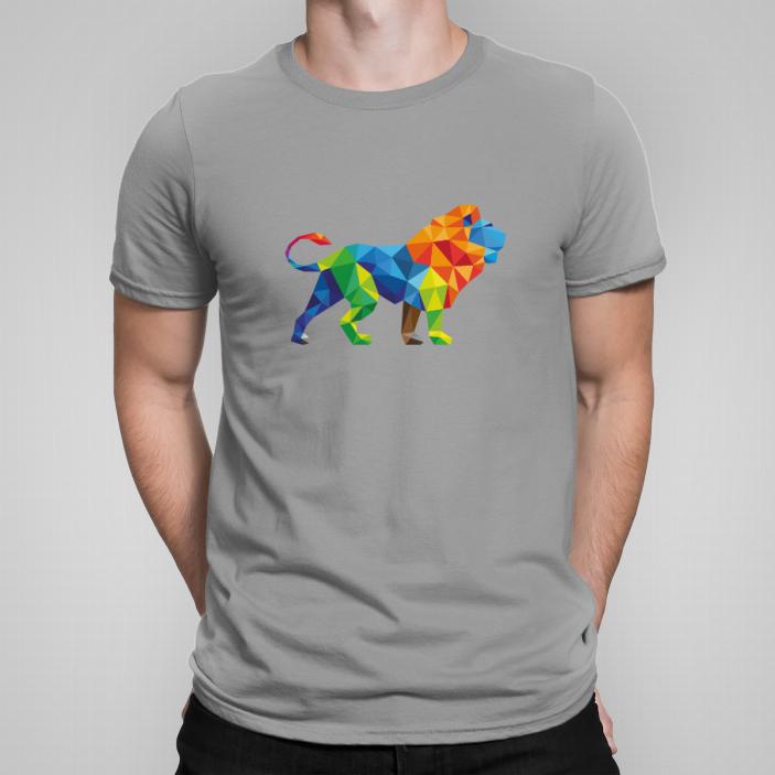 Geometryczny kolorowy Lew koszulka męska