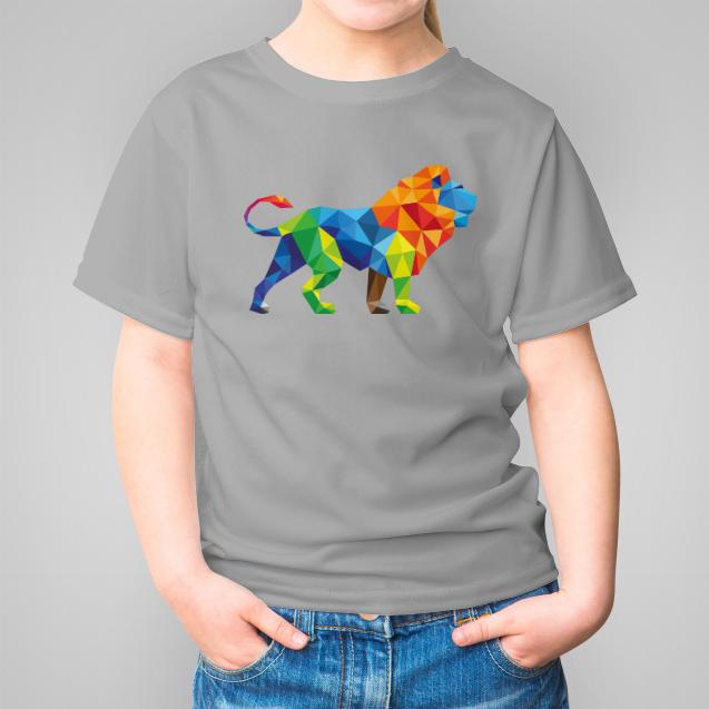 Geometryczny kolorowy Lew koszulka dziecięca