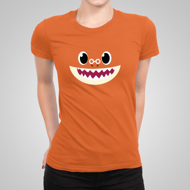 Grandma Shark pomarańczowy koszulka damska