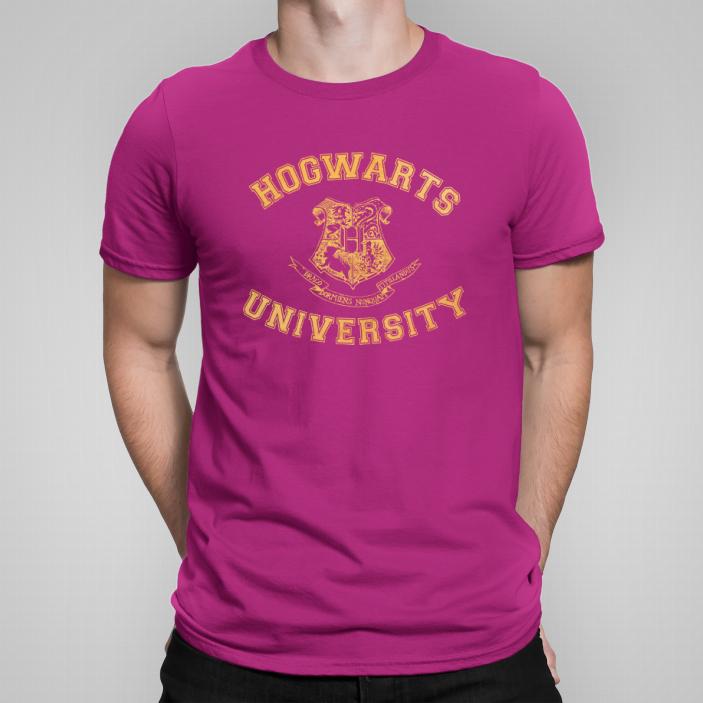 Hogwarts University gold koszulka męska kolor fuksja