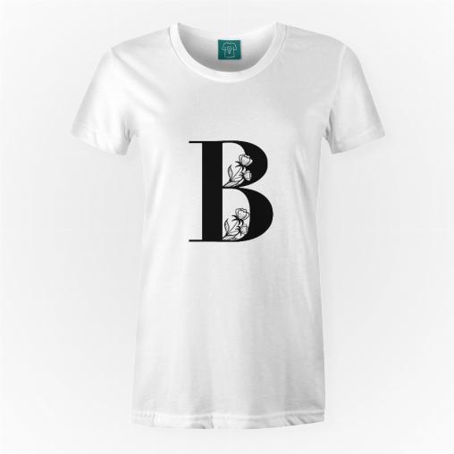 Inicjały litera B czarne koszulka damska