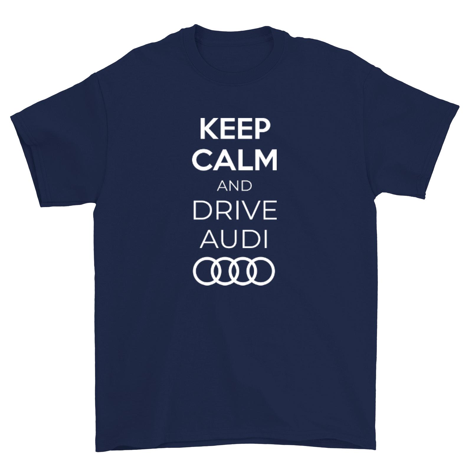 Keep calm and drive Audi 2 koszulka męska kolor granatowy