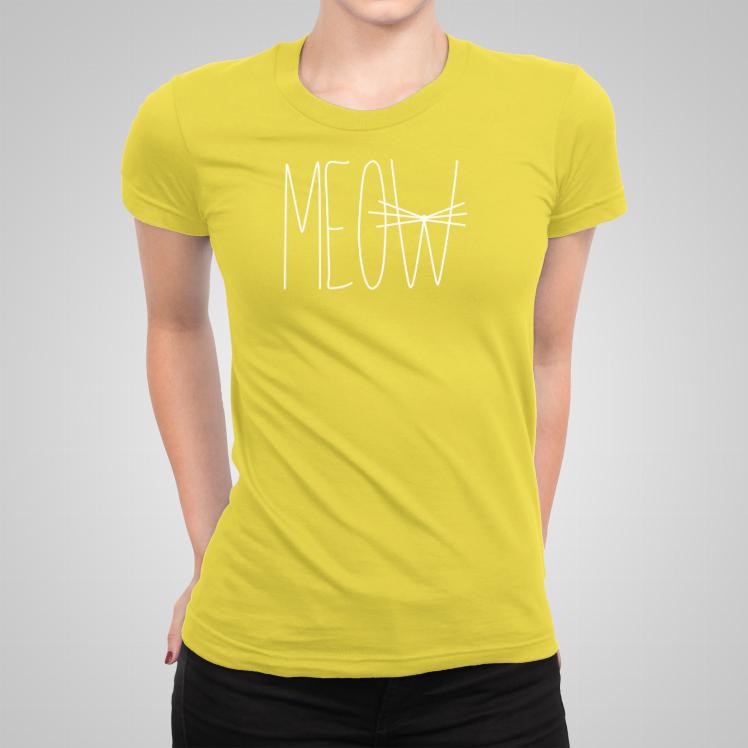 Meow koszulka damska kolor żółty