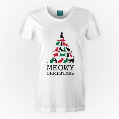 Meowy Christmas Cats Black koszulka damska