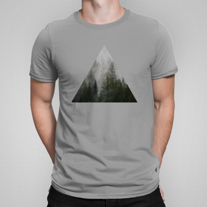 Mglisty las trójkąt koszulka męska kolor szary melanż