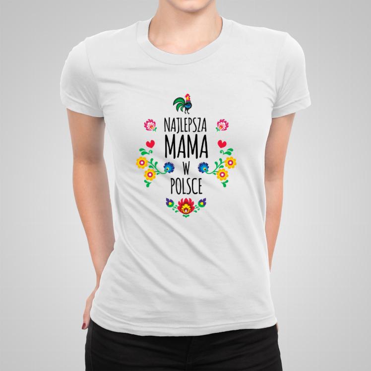 Najlepsza mama w całej Polsce czarny napis koszulka damska