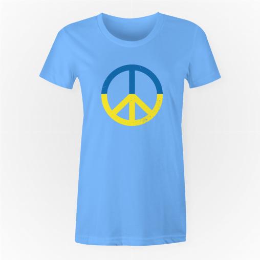 peace Ukraina koszulka damska kolor błękitny