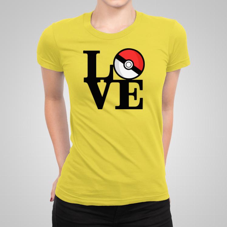 Pokemon Love koszulka damska kolor żółty