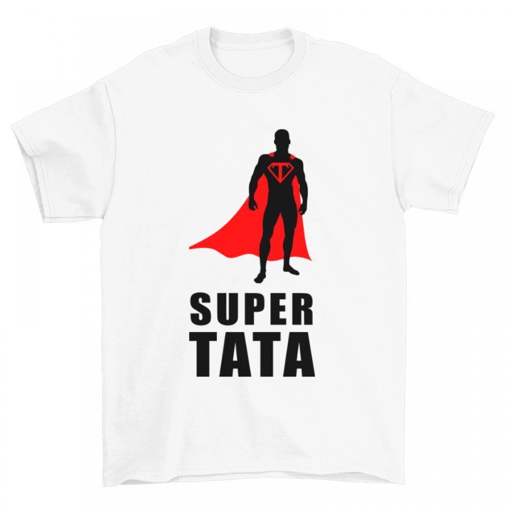 Prezent dla taty Super Tata bohater czarny koszulka męska