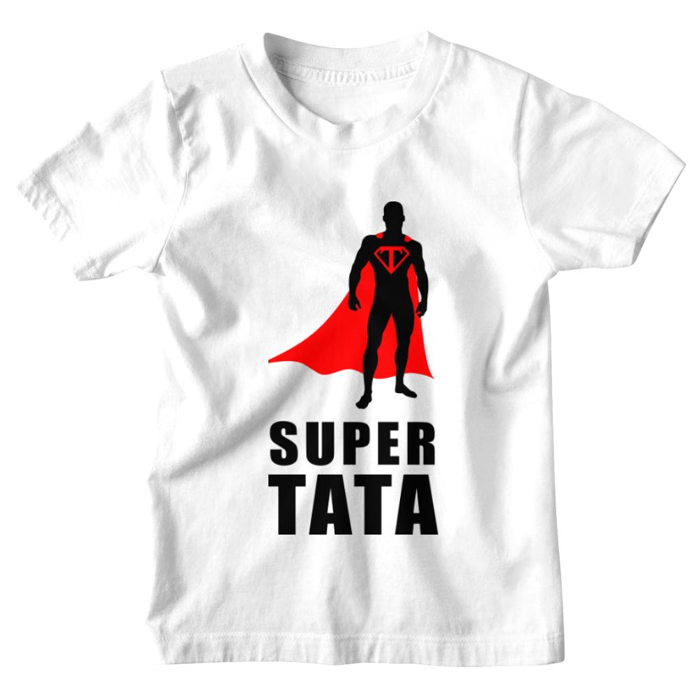 Prezent dla taty Super Tata bohater czarny koszulka dziecięca