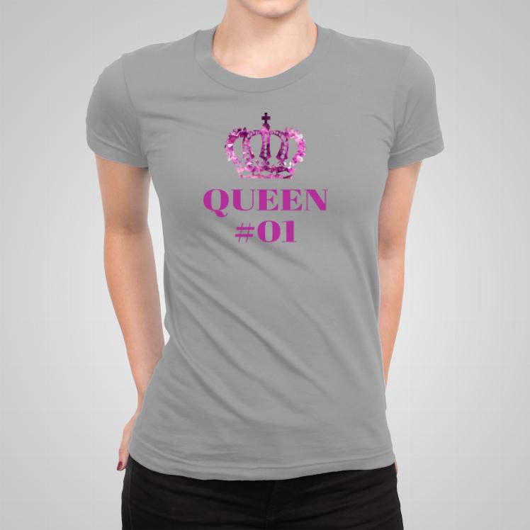 Queen 01 koszulka damska kolor szary melanż