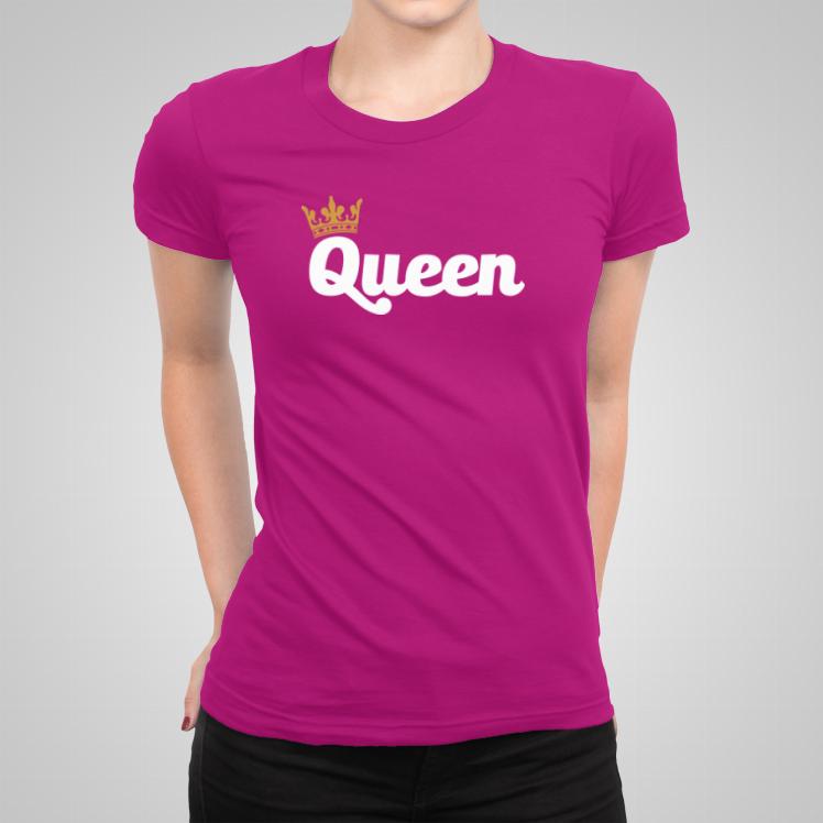 Queen damska ciemna koszulka damska kolor fuksja