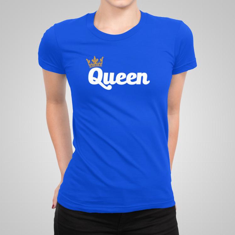 Queen damska ciemna koszulka damska kolor niebieski