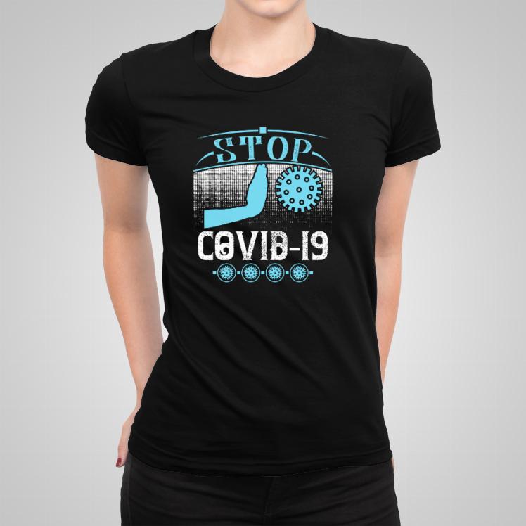 Stop covid-19 koszulka damska