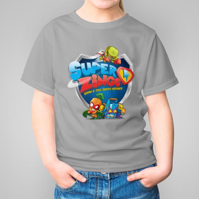 Super Zings Logo 2 koszulka dziecięca kolor szary melanż