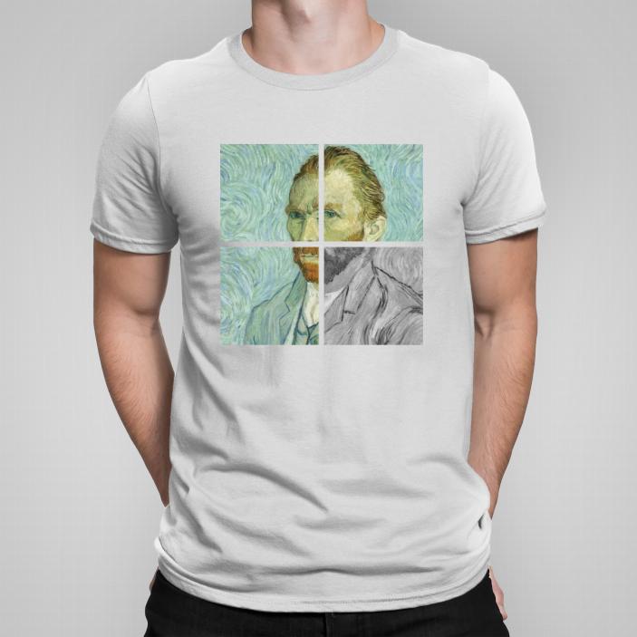 Van Gogh autoportret kwadraty koszulka męska