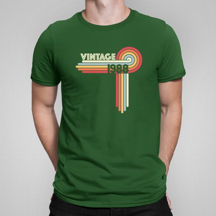 vintage 1988 koszulka męska kolor ciemna zieleń