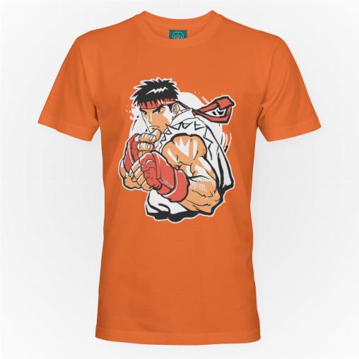 Wielki Ryu koszulka męska kolor pomarańczowy