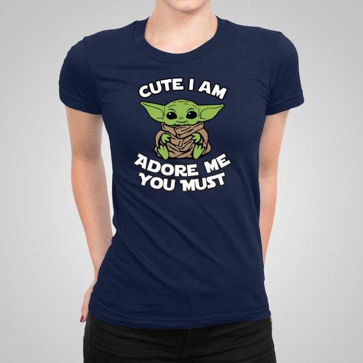 Yoda cute koszulka damska kolor granatowy